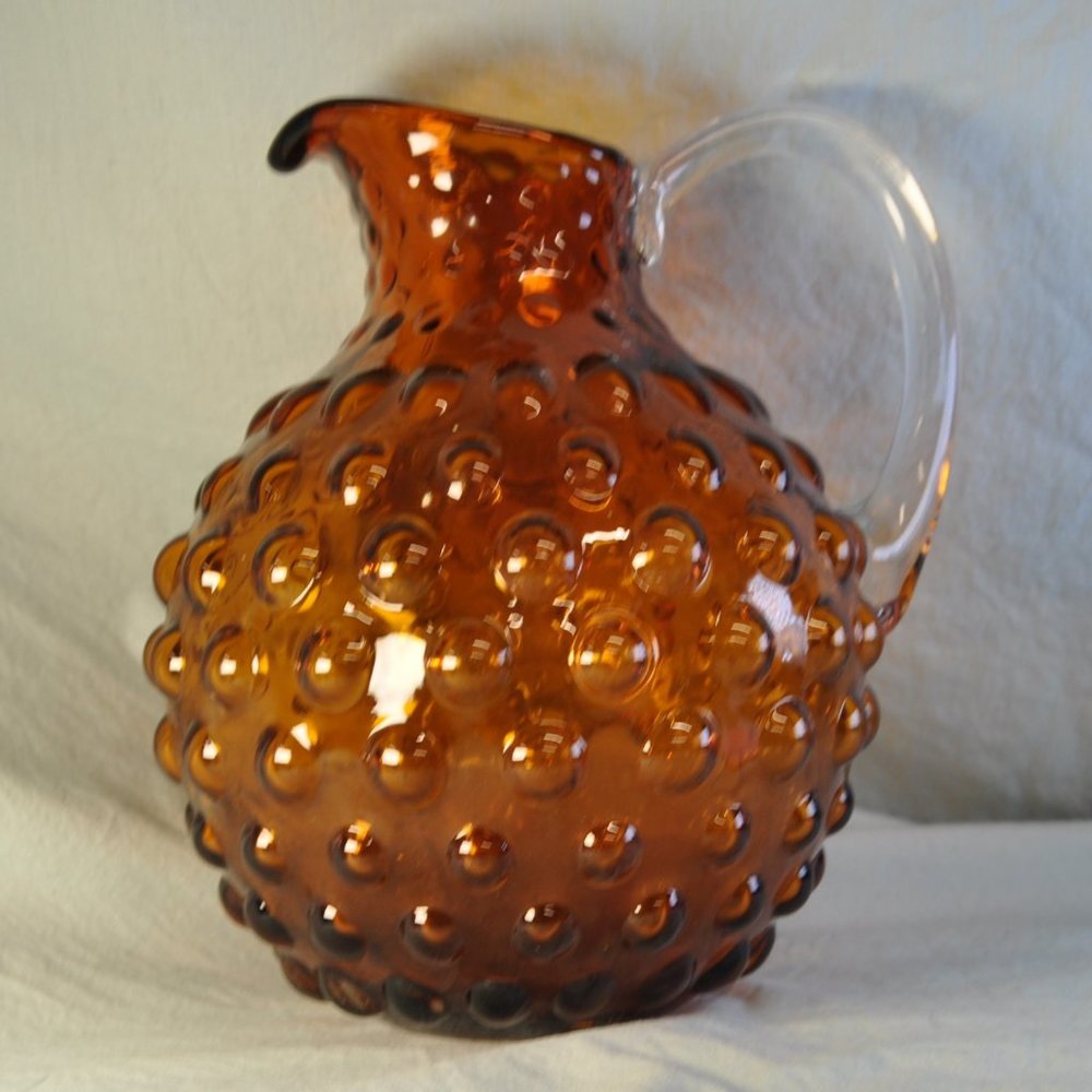 11 cup vintage amber hobnail glass pitcher looks like Sister Rosetta (w1026)